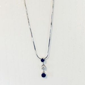 Sapphire and diamond necklace in 14k white gold